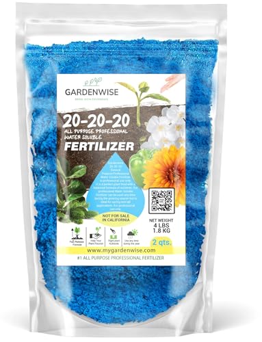 Gardenwise 20-20-20 All Purpose Water Soluble Fertilizer, Plant Food, Promotes Biomass Growth and Vibrant Leaf Color, Complete Plant Nutrition with Amino Acids (1/2 Quart)