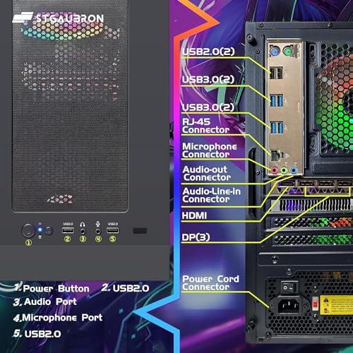 STGAubron Gaming PC Desktop, Intel Core i7, Radeon RX 580 8G, 16G RAM, 512G SSD G93438