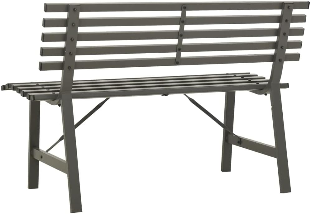 Outdoor 2-Seater Metal Patio Bench, Black Steel Q141018