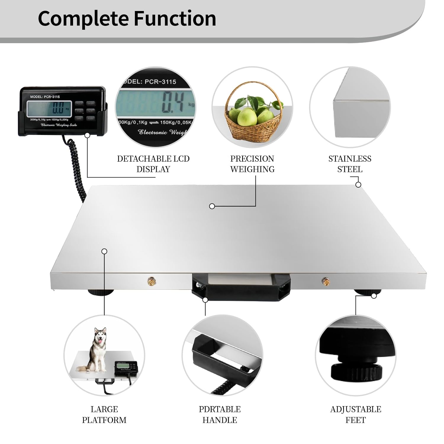 Digital Livestock Scale 660Lbs Stainless Steel Platform Veterinary Scale S3102