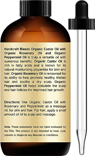 Handcraft Blends Organic Castor Oil with Rosemary and Peppermint Oil, 2 Fl Oz U51465