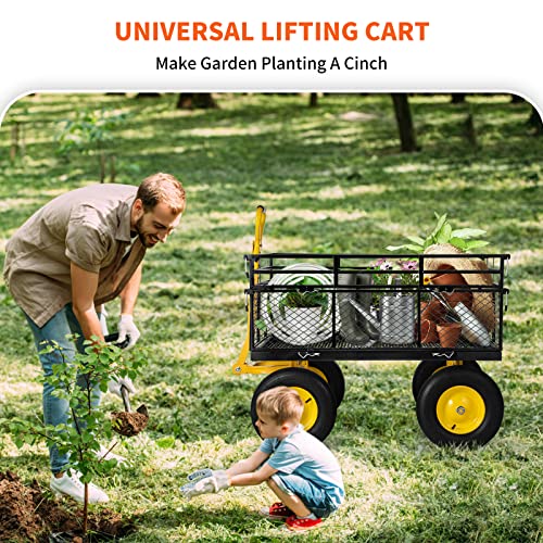 VEVOR 900 Lbs Heavy Duty Steel Garden Cart with 10" Tires and Removable Sides J262
