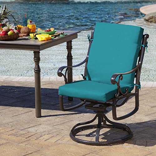 Arden Outdoor Dining Chair Cushion, 20 x 20, Rain-Proof, Peacock Blue Green Texture J4105