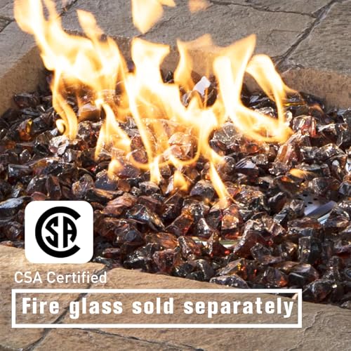COSIEST Outdoor Propane Fire Pit Table 32-inch Round Concrete with Stainless Steel Burner G864943