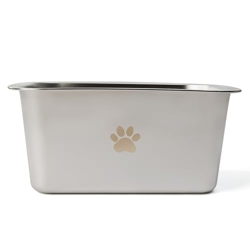 Dog Bowls, Non Slip Stainless Steel Large Dog Water Bowls, Outdoor Metal Dog Bowls Large Breed, High Capacity Water Bowl for Extra Large Big Giant Huge Dogs 2.65 Gallons, Silver