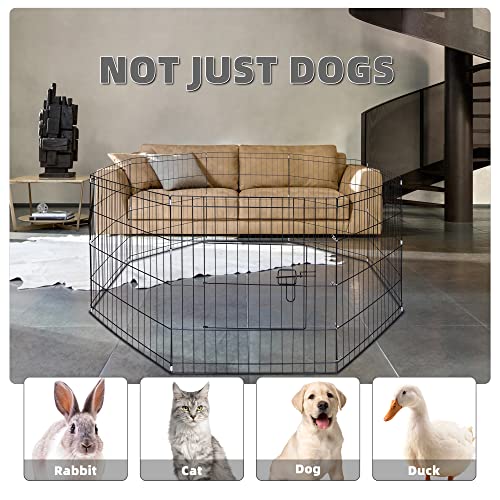 Foldable Metal Pet Play Pen with Door for Dogs, 24-inch Z552