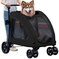 Large Dog Stroller, Removable Cushion Adjustable Handle Foldable 4 Wheel Pet Stroller, Front and Back Access to Dog Wagon for 180 lbs Large Dog or 2 Medium Dogs (Black)