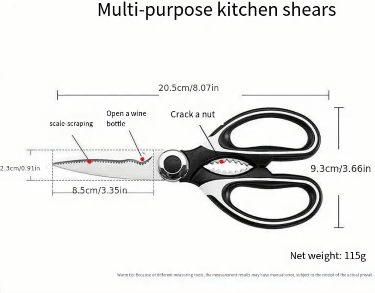 2-Pack Food Grade Kitchen Scissors, Stainless Steel Poultry Shears A37641
