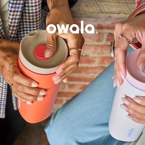 Owala SmoothSip Slider Insulated Stainless Steel Coffee Tumbler 12 oz, Grey/Green (Sour Apple) L132