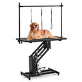 43.3" Hydraulic Dog Grooming Table for Pet, Heavy Duty Structural Hydraulic Max Load 350Lbs Professional Pet Grooming Table with Adjustable Overhead Arm & Noose Height Range 22''-39'' (WHITE)