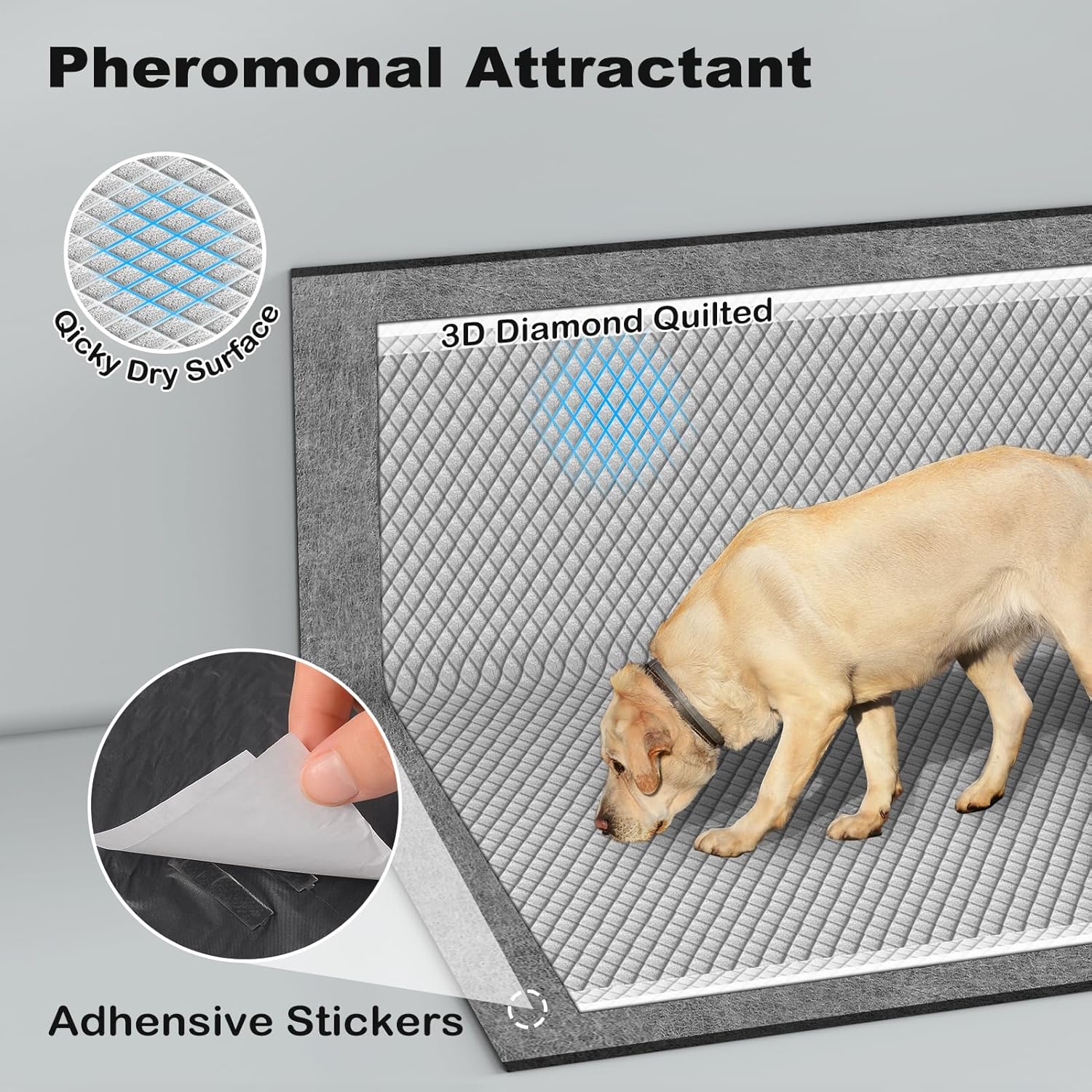 Charcoal Dog Pee Pads 23x24in, 50 Count B678