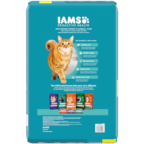 IAMS PROACTIVE HEALTH Adult Indoor Weight Control & Hairball Care Dry Cat Food with Chicken & Turkey, 7 lb. Bag G11740
