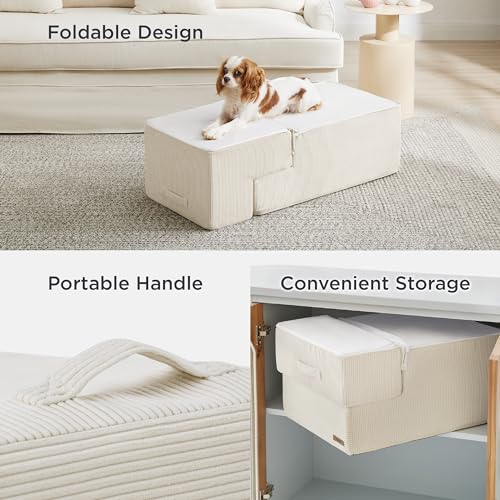 Lesure Dog Stairs for High Beds, Extra Wide 4-Steps with Non-Slip Bottom, Grey X63439