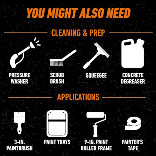 Gorilla Epoxy Garage Floor Coating Kit, 1-Car, High Gloss Gray, 275 sq ft T928