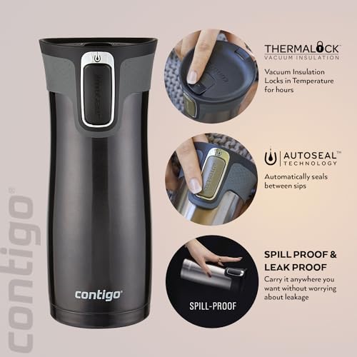 Contigo West Loop Autoseal Travel Mug, Stainless Steel, Leakproof W76171