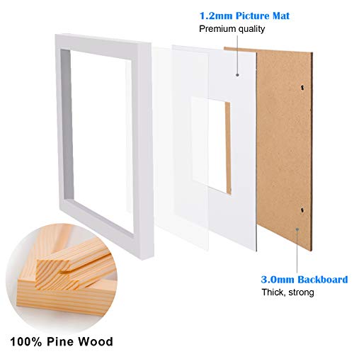Egofine 8x10 Picture Frames Set of 6, Solid Wood with Plexiglass, White T6319