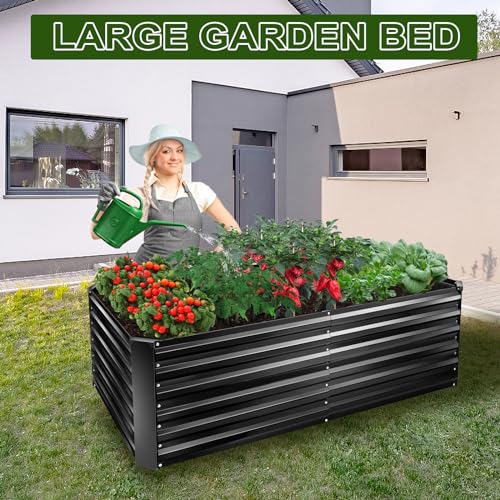 EDOSTORY Metal Raised Garden Bed Kit 8x4x2ft Galvanized Planter Box Outdoor V763