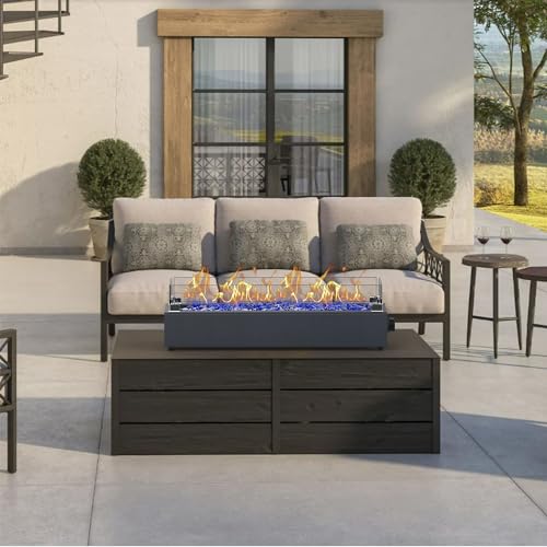 28-inch Table Top Propane Fire Pit with Wind Glass Shield, Black X28414