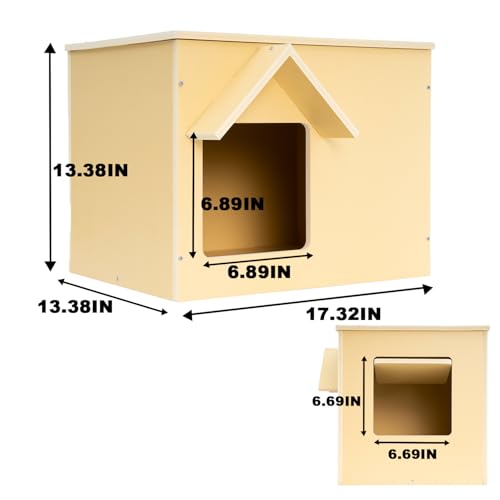 Outdoor Cat House Wooden Feral Cat Shelter with Escape Door L75941