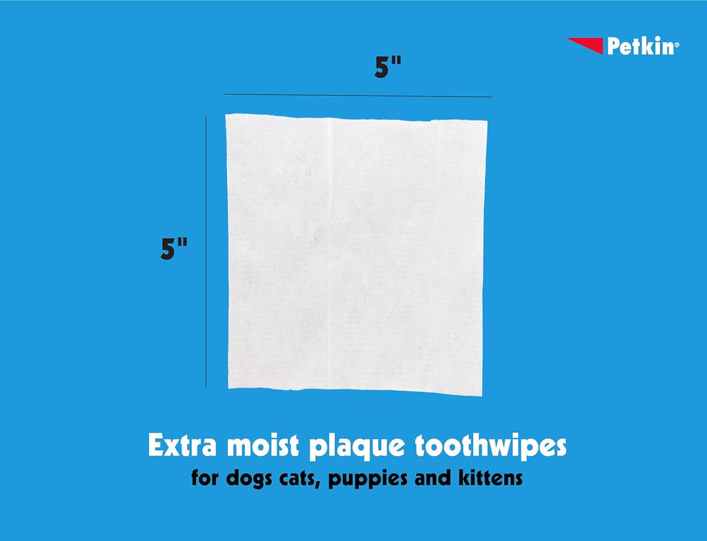 Petkin Cat and Dog Dental Wipes, Fresh Mint, 80 Count Y724217