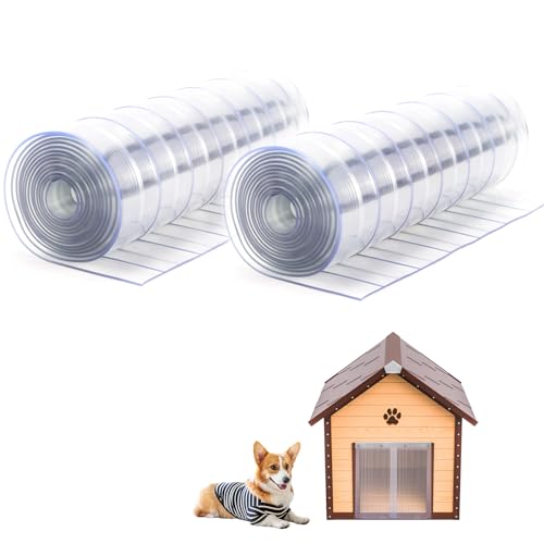 Dog Door Replacement Flaps, Dog House Flap-11.8" W x 4.1' L, Plastic Vinyl Door Strips for DIY Pet Door - Doghouse or Kennel Door Flap, Clear