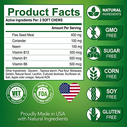 All Natural Flea and Tick Chewables for Dogs - Made in USA - 120 Tablets E29559