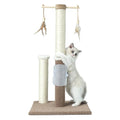 Cat Scratching Post Sisal Vertical Scratcher Posts for Indoor Cats and Kittens,Three Hanging Ball Toy and Self-Grooming Brush,26inches Cat Scratch Pole Beige