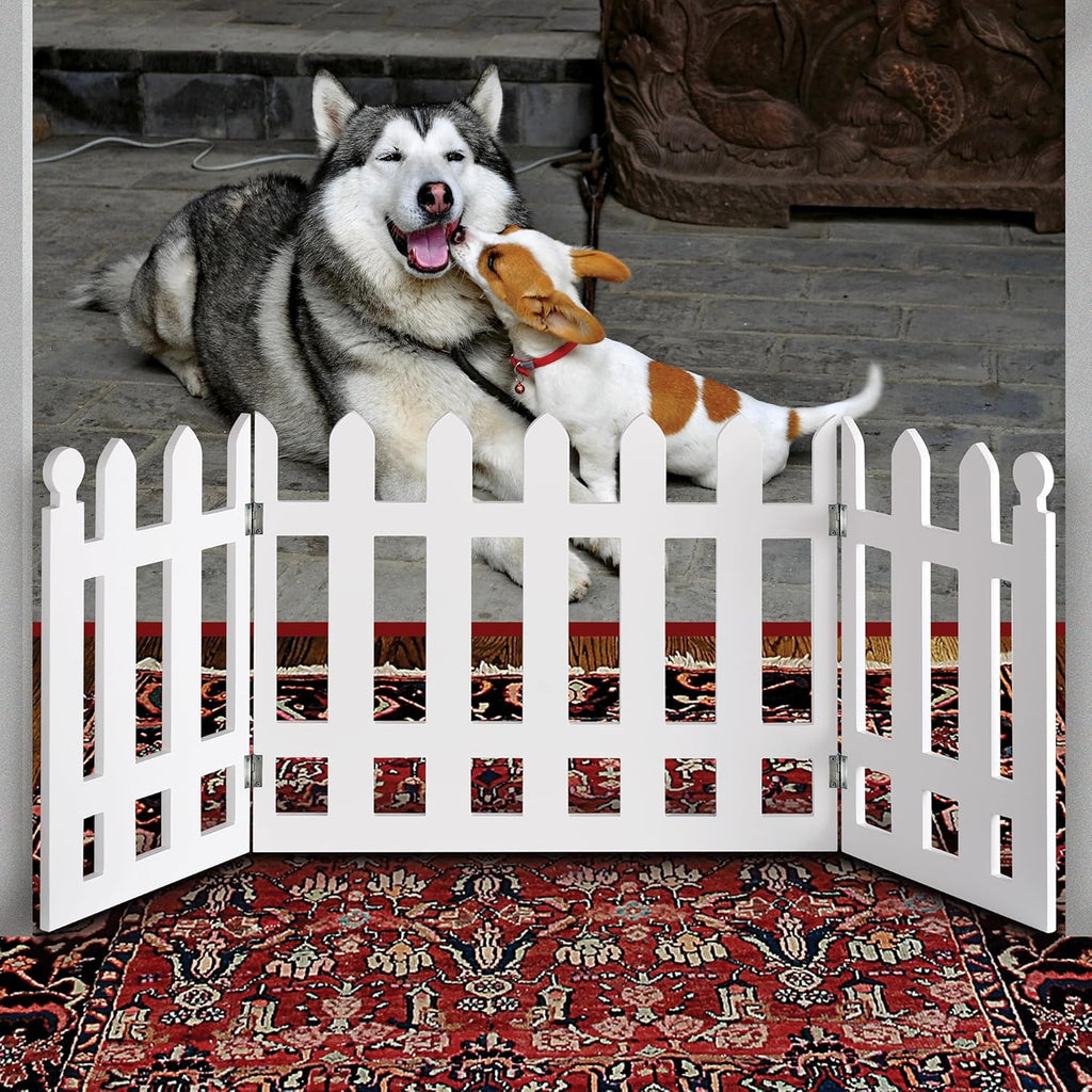Etna White Picket Fence Folding Pet Gate F81098