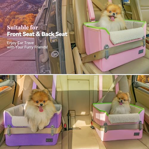 PETSFIT Dog Booster Car Seat, Waterproof PU Leather, Medium Grey J3026