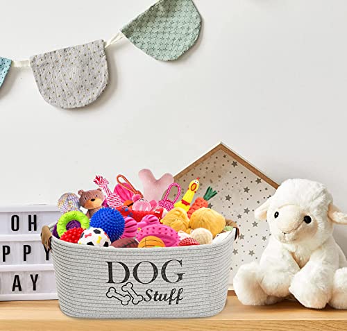 Cotton Rope Dog Toy Storage Bin for Pets, Gray S9763