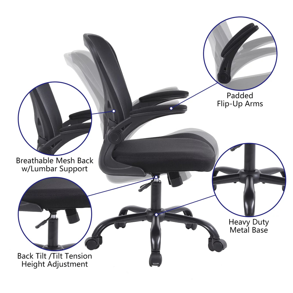 Flysky Ergonomic Mesh Office Chair with Lumbar Support, Black F6440
