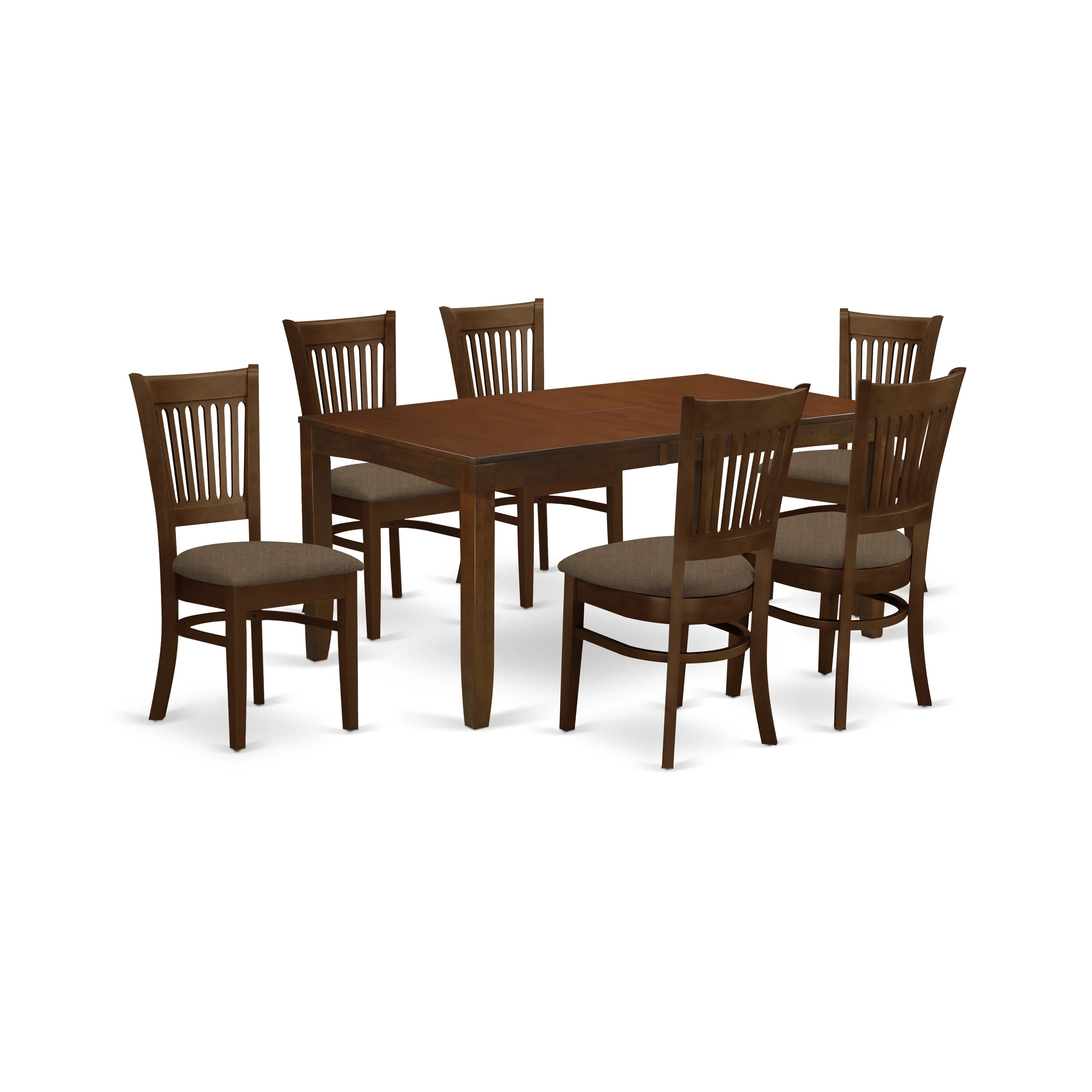 East West Furniture Lynfield 7-Piece Wood Dining Room Set in Espresso F9278