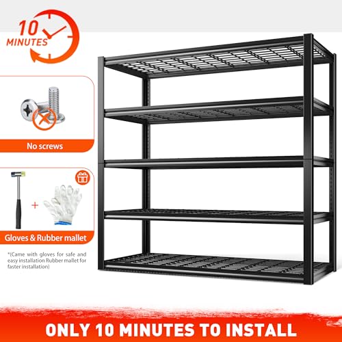 REIBII 60" W Garage Shelving Heavy Duty Metal Storage Shelves L4095