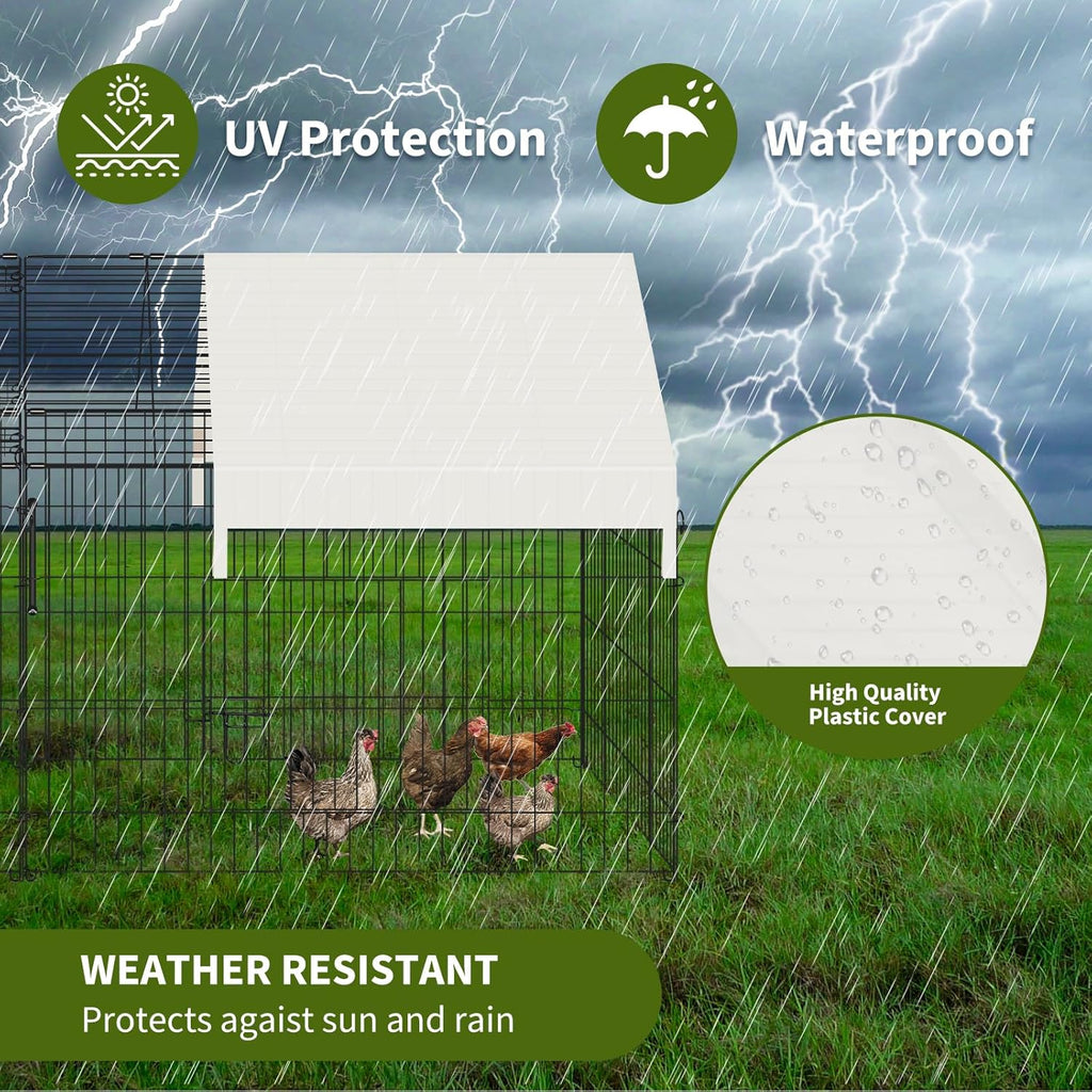 Polar Aurora Chicken Coop 87"x41" Metal Chicken Run Cage with Cover for Outdoor Yard B636