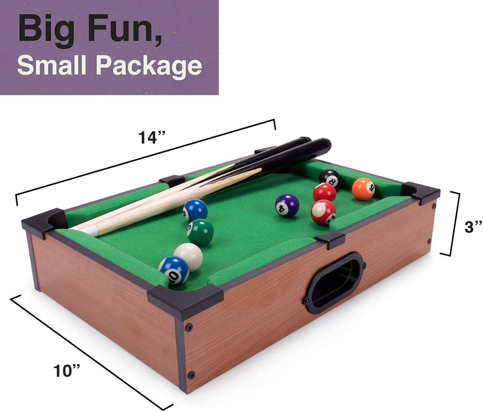 Mini Table Top Pool Set with 2 Cue Sticks and 16 Balls Y388615