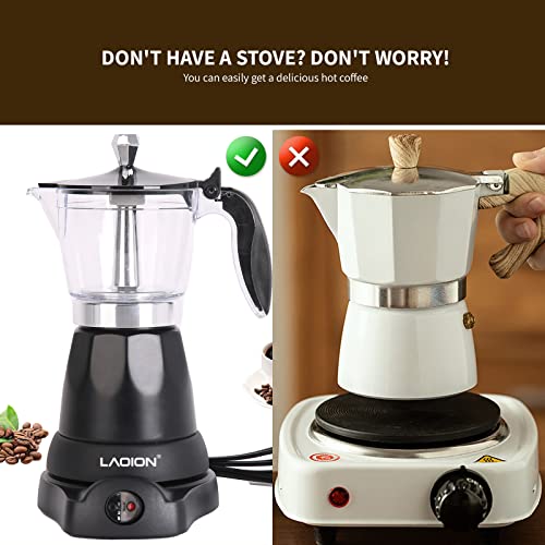 Cuban Coffee Maker 6-Cup Electric Espresso Moka Pot with Detachable Base N992