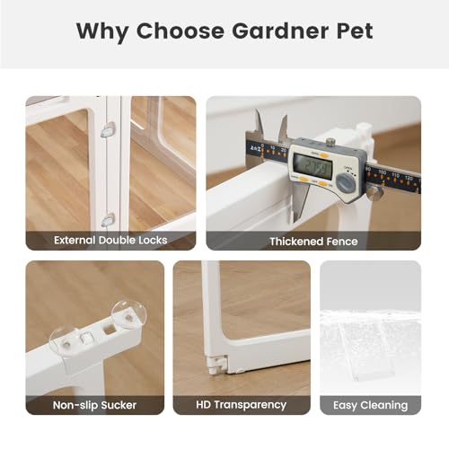 Clear Acrylic Dog Playpen 24" H Indoor Pet Fence for Puppy Small Dog Rabbit Cat R696