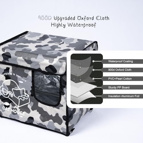 Cat House Outdoor Insulated Waterproof Feral Cat Shelter with Escape Door T566