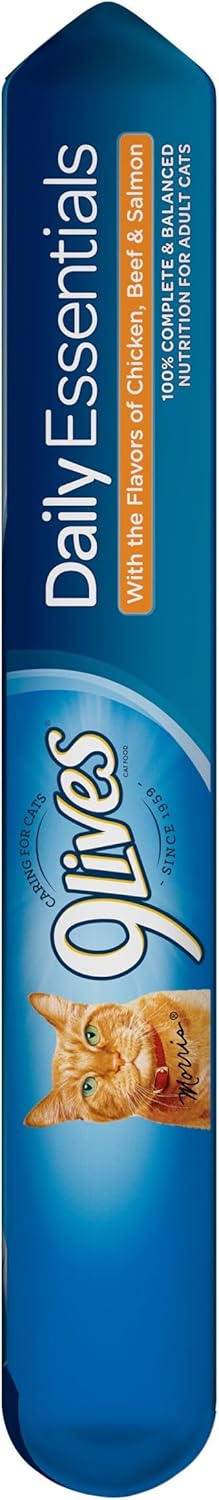9Lives Daily Essentials Dry Cat Food with Chicken, Beef & Salmon, 12 lb A65126