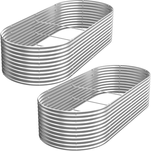 2 Pack 6x3FT Tall Galvanized Raised Garden Bed for Vegetables, Steel, Above Ground X698474