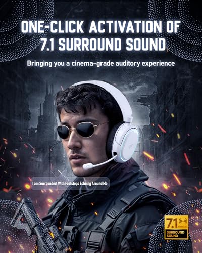 Wireless Gaming Headset 7.1 Surround Sound Bluetooth for PC PS5 PS4 Mac Switch G754169