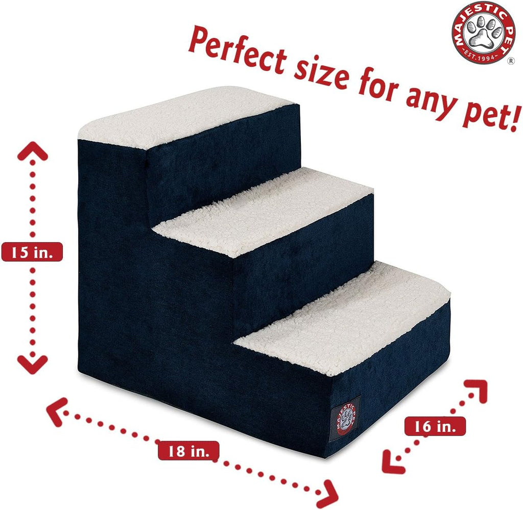 Majestic Pet Portable Pet Stairs for Dogs & Cats, Soft Sherpa Steps, Indoor Only, 250 lbs N206645