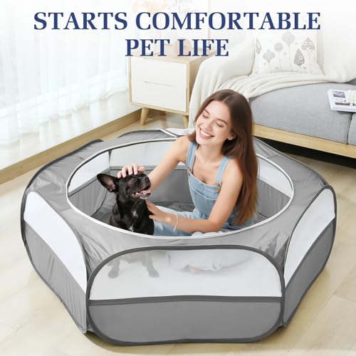 Pawaboo Small Animals Playpen, Waterproof Pet Cage Tent with Zippered Cover, Portable Outdoor Yard Fence, Green C9530