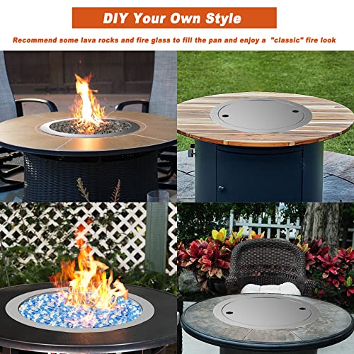 Skyflame 19 Inch Round Stainless Steel Drop in Fire Pit Pan with Burner Ring and Cover N4659