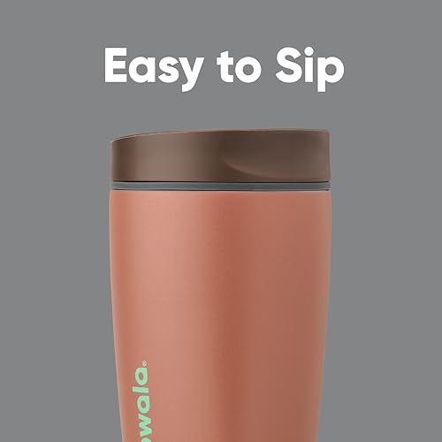 Owala SmoothSip Slider Insulated Stainless Steel Coffee Tumbler 12 oz, Grey/Brown M551