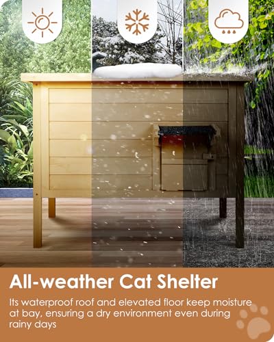Ivy&Lane Outdoor Cat House Insulated Weatherproof Shelter for Winter Q61283