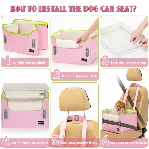 PETSFIT Dog Booster Car Seat, Waterproof PU Leather, Medium Grey J3026