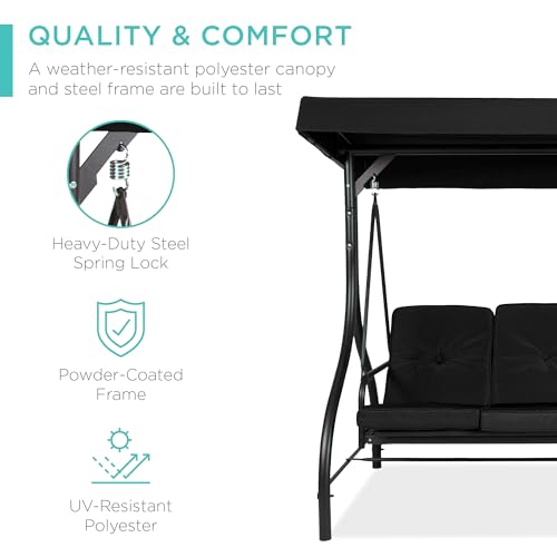Best Choice Products 3-Seat Outdoor Canopy Swing Glider with Adjustable Shade, Midnight Green A10932