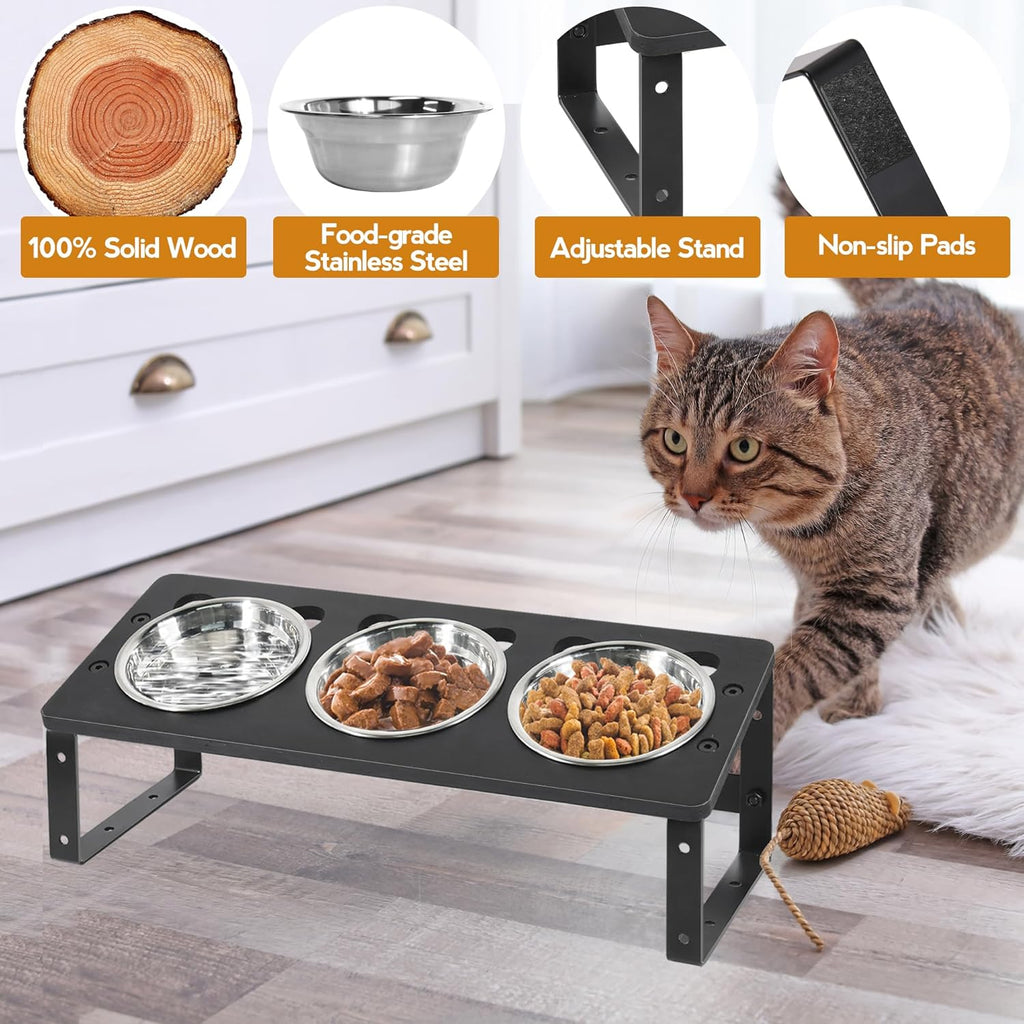 Elevated Cat Bowls 15° Tilted with Stainless Steel Stand for Food and Water B135302