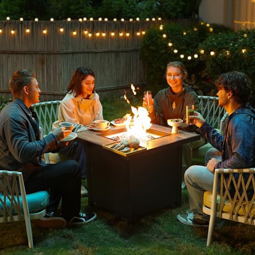 BALI OUTDOORS 50000 BTU Propane Fire Pit Table, 30 in Square Outdoor Firepit U6462